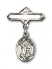 Pin Badge with St. Joachim Charm and Polished Engravable Badge Pin