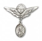 Pin Badge with St. Zita Charm and Angel with Larger Wings Badge Pin