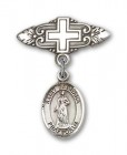 Pin Badge with St. Barbara Charm and Badge Pin with Cross