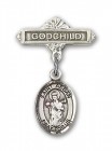 Pin Badge with St. Aedan of Ferns Charm and Godchild Badge Pin