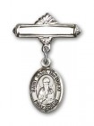 Pin Badge with St. Basil the Great Charm and Polished Engravable Badge Pin