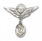 Pin Badge with St. Dunstan Charm and Angel with Larger Wings Badge Pin
