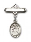 Pin Badge with St. Ursula Charm and Polished Engravable Badge Pin