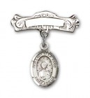 Pin Badge with Our Lady of la Vang Charm and Arched Polished Engravable Badge Pin