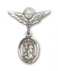 Pin Badge with St. Roch Charm and Angel with Smaller Wings Badge Pin