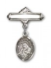 Pin Badge with St. Margaret of Cortona Charm and Polished Engravable Badge Pin