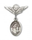 Pin Badge with Blessed Caroline Gerhardinger Charm and Angel with Smaller Wings Badge Pin