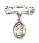 Pin Badge with St. Thomas the Apostle Charm and Arched Polished Engravable Badge Pin