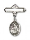 Pin Badge with St. Madonna Del Ghisallo Charm and Polished Engravable Badge Pin