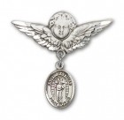 Pin Badge with St. Matthias the Apostle Charm and Angel with Larger Wings Badge Pin