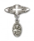 Pin Badge with Our Lady of Czestochowa Charm and Badge Pin with Cross