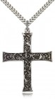 Antique Finish with Scroll Accent Men's Cross Pendant