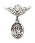 Pin Badge with St. Paul of the Cross Charm and Angel with Smaller Wings Badge Pin