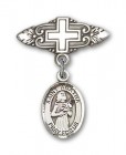 Pin Badge with St. Agatha Charm and Badge Pin with Cross