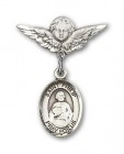 Pin Badge with St. Philip the Apostle Charm and Angel with Smaller Wings Badge Pin