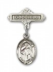 Pin Badge with St. Ursula Charm and Godchild Badge Pin