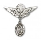 Baby Pin with Miraculous Charm and Angel with Larger Wings Badge Pin