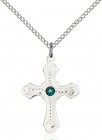 Youth Cross Pendant with Dotted Etching with Birthstone Options