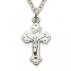 Sterling Silver Baby Budded Crucifix Necklace