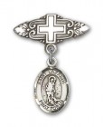 Pin Badge with St. Lazarus Charm and Badge Pin with Cross
