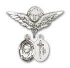 Pin Badge with Pope Benedict XVI Charm and Angel with Larger Wings Badge Pin
