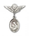 Pin Badge with St. Rose of Lima Charm and Angel with Smaller Wings Badge Pin