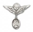 Pin Badge with St. Placidus Charm and Angel with Larger Wings Badge Pin