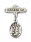 Pin Badge with St. Roch Charm and Godchild Badge Pin