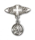 Baby Pin with Guardian Angel Charm and Badge Pin with Cross