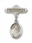 Pin Badge with St. Aloysius Gonzaga Charm and Godchild Badge Pin