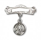 Baby Pin with Guardian Angel Charm and Arched Polished Engravable Badge Pin