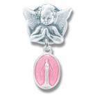 Baby Pin Guardian Angel and Pink Miraculous Medal