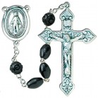 Men's Rosary with Black Cocoa Beads in Silver / Sterling Silver