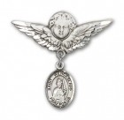 Pin Badge with St. Wenceslaus Charm and Angel with Larger Wings Badge Pin