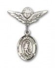 Pin Badge with St. Lazarus Charm and Angel with Smaller Wings Badge Pin