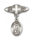 Pin Badge with St. Peregrine Laziosi Charm and Badge Pin with Cross