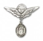 Pin Badge with Maria Stein Charm and Angel with Larger Wings Badge Pin