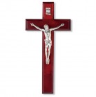 Dark Cherry Wall Crucifix Pewter Corpus - 10 inch