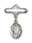 Pin Badge with St. Bonaventure Charm and Polished Engravable Badge Pin