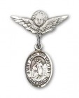 Pin Badge with St. John the Baptist Charm and Angel with Smaller Wings Badge Pin