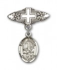 Pin Badge with St. Rosalia Charm and Badge Pin with Cross