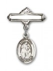Pin Badge with St. Ann Charm and Polished Engravable Badge Pin