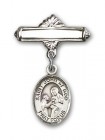 Pin Badge with St. John of God Charm and Polished Engravable Badge Pin
