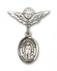 Pin Badge with St. Barnabas Charm and Angel with Smaller Wings Badge Pin