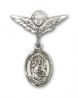 Pin Badge with St. John the Apostle Charm and Angel with Smaller Wings Badge Pin