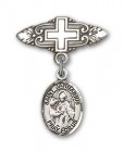 Pin Badge with St. Januarius Charm and Badge Pin with Cross
