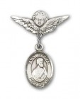 Pin Badge with St. Thomas the Apostle Charm and Angel with Smaller Wings Badge Pin