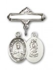 Pin Badge with Scapular Charm and Polished Engravable Badge Pin