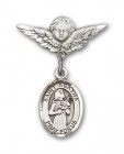 Pin Badge with St. Agatha Charm and Angel with Smaller Wings Badge Pin