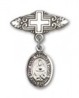Pin Badge with Marie Magdalen Postel Charm and Badge Pin with Cross